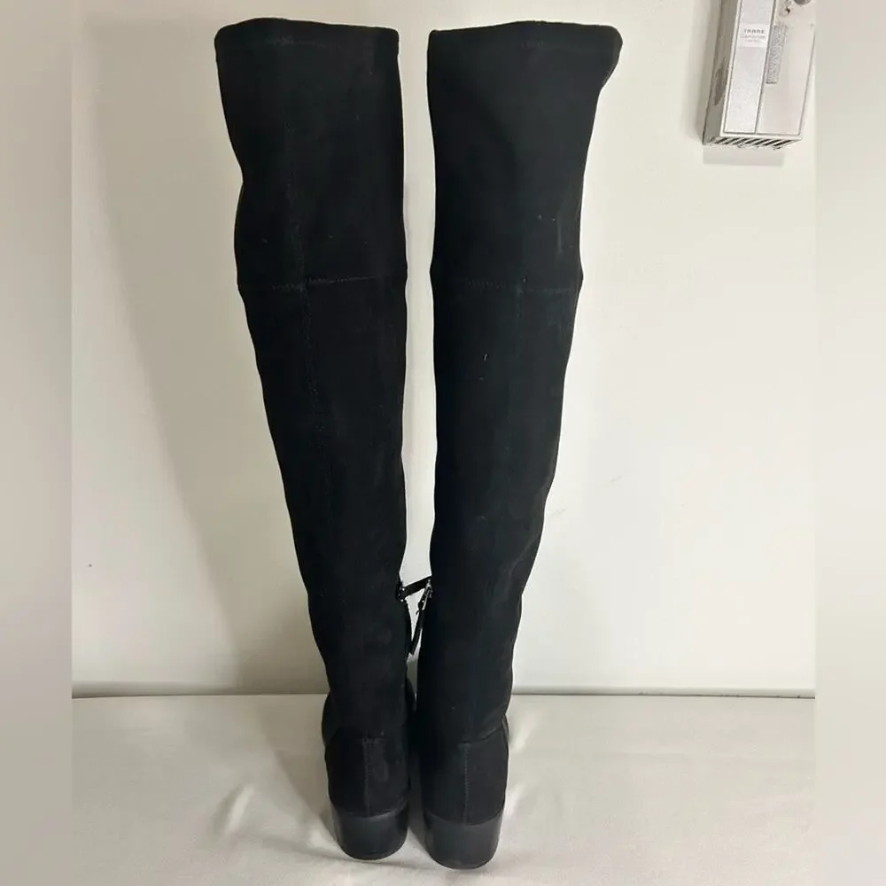 Dolce Vita Black stretch Suede over the knee low heel almond toe boots. 9